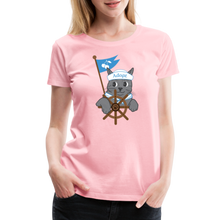 Load image into Gallery viewer, Door County Sailor Cat Contoured Premium T-Shirt - pink