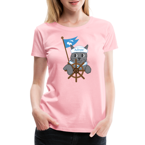 Door County Sailor Cat Contoured Premium T-Shirt - pink