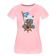 Load image into Gallery viewer, Door County Sailor Cat Contoured Premium T-Shirt - pink