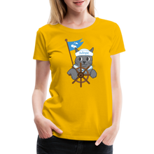 Load image into Gallery viewer, Door County Sailor Cat Contoured Premium T-Shirt - sun yellow