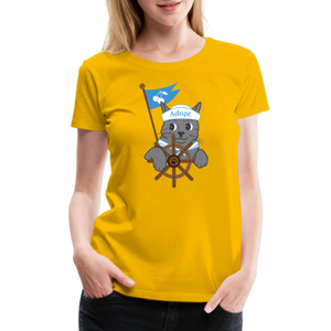 Door County Sailor Cat Contoured Premium T-Shirt - sun yellow
