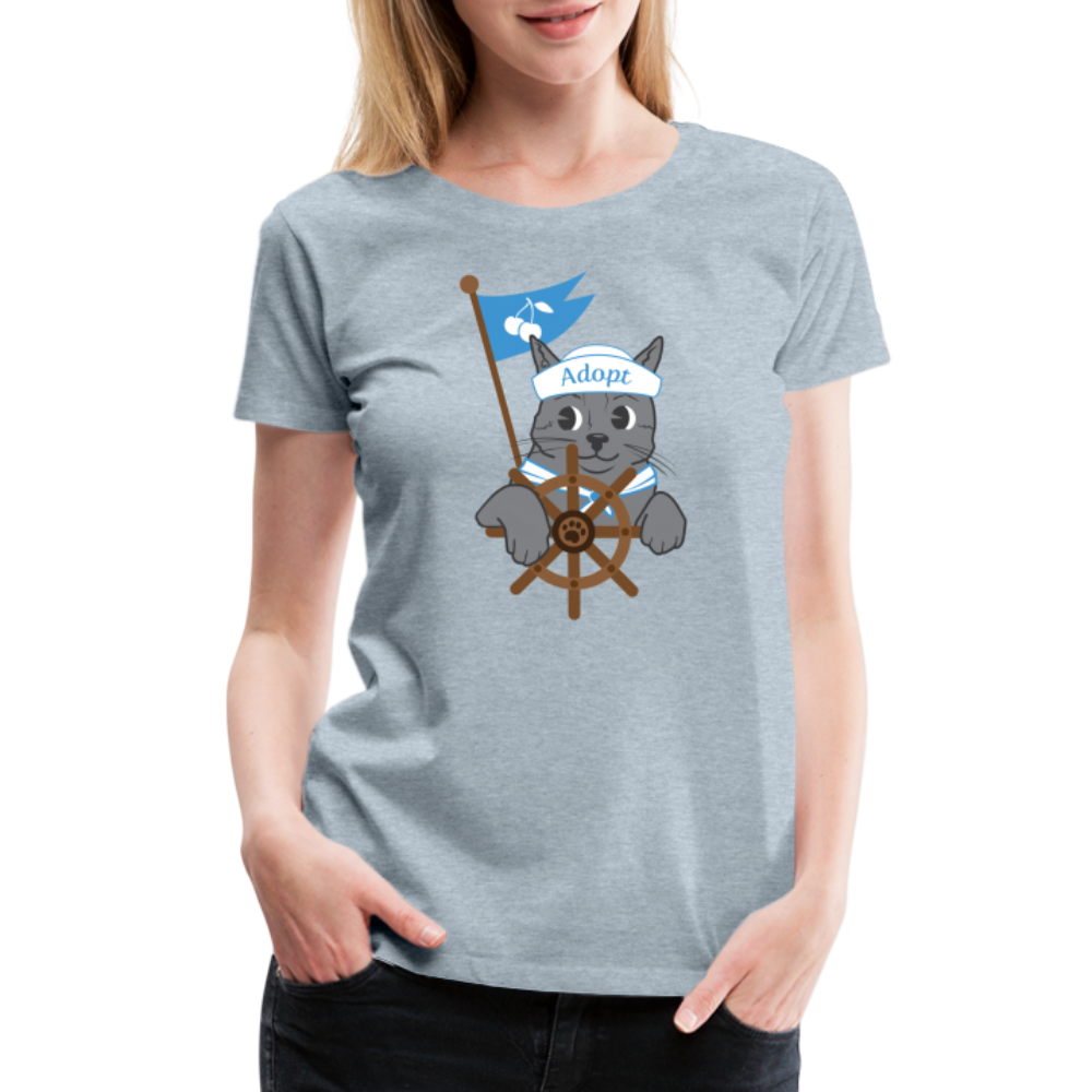Door County Sailor Cat Contoured Premium T-Shirt - heather ice blue
