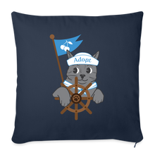 Load image into Gallery viewer, Door County Sailor Cat Throw Pillow Cover 18” x 18” - navy