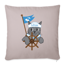 Load image into Gallery viewer, Door County Sailor Cat Throw Pillow Cover 18” x 18” - light taupe