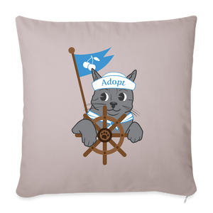 Door County Sailor Cat Throw Pillow Cover 18” x 18” - light taupe