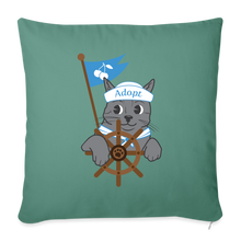 Load image into Gallery viewer, Door County Sailor Cat Throw Pillow Cover 18” x 18” - cypress green