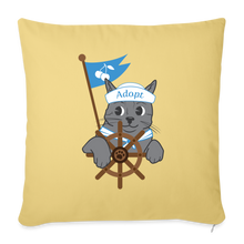 Load image into Gallery viewer, Door County Sailor Cat Throw Pillow Cover 18” x 18” - washed yellow