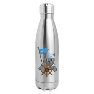 Door County Sailor Cat Insulated Stainless Steel Water Bottle - silver