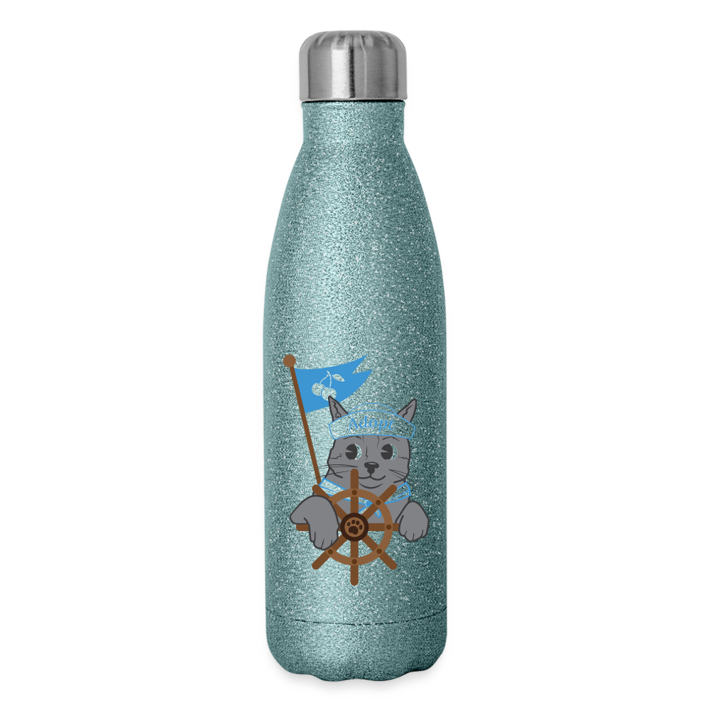 
                  
                    Door County Sailor Cat Insulated Stainless Steel Water Bottle - turquoise glitter
                  
                
