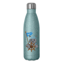 Load image into Gallery viewer, Door County Sailor Cat Insulated Stainless Steel Water Bottle - turquoise glitter