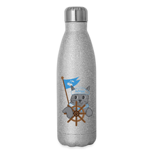 Load image into Gallery viewer, Door County Sailor Cat Insulated Stainless Steel Water Bottle - silver glitter