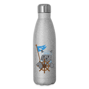 Door County Sailor Cat Insulated Stainless Steel Water Bottle - silver glitter