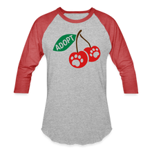 Load image into Gallery viewer, Door County Cherries Baseball T-Shirt - heather gray/red