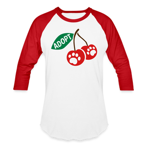 Door County Cherries Baseball T-Shirt - white/red