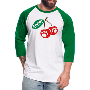 Door County Cherries Baseball T-Shirt - white/kelly green