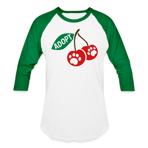 Door County Cherries Baseball T-Shirt - white/kelly green