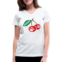 Load image into Gallery viewer, Door County Cherries Contoured V-Neck T-Shirt - white