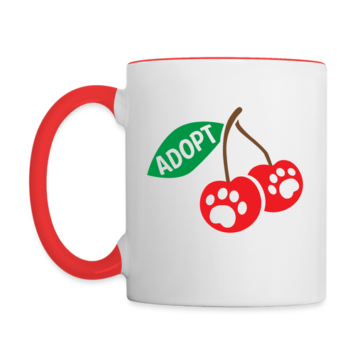 Door County Cherries Contrast Coffee Mug - white/red