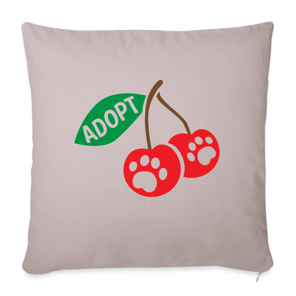 Door County Cherries Throw Pillow Cover 18” x 18” - light taupe