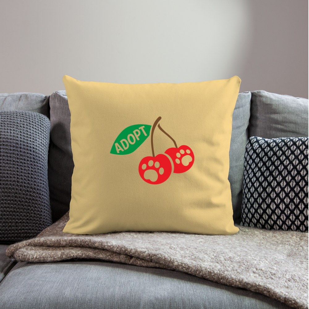 
                  
                    Door County Cherries Throw Pillow Cover 18” x 18” - washed yellow
                  
                