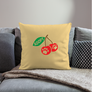 Door County Cherries Throw Pillow Cover 18” x 18” - washed yellow