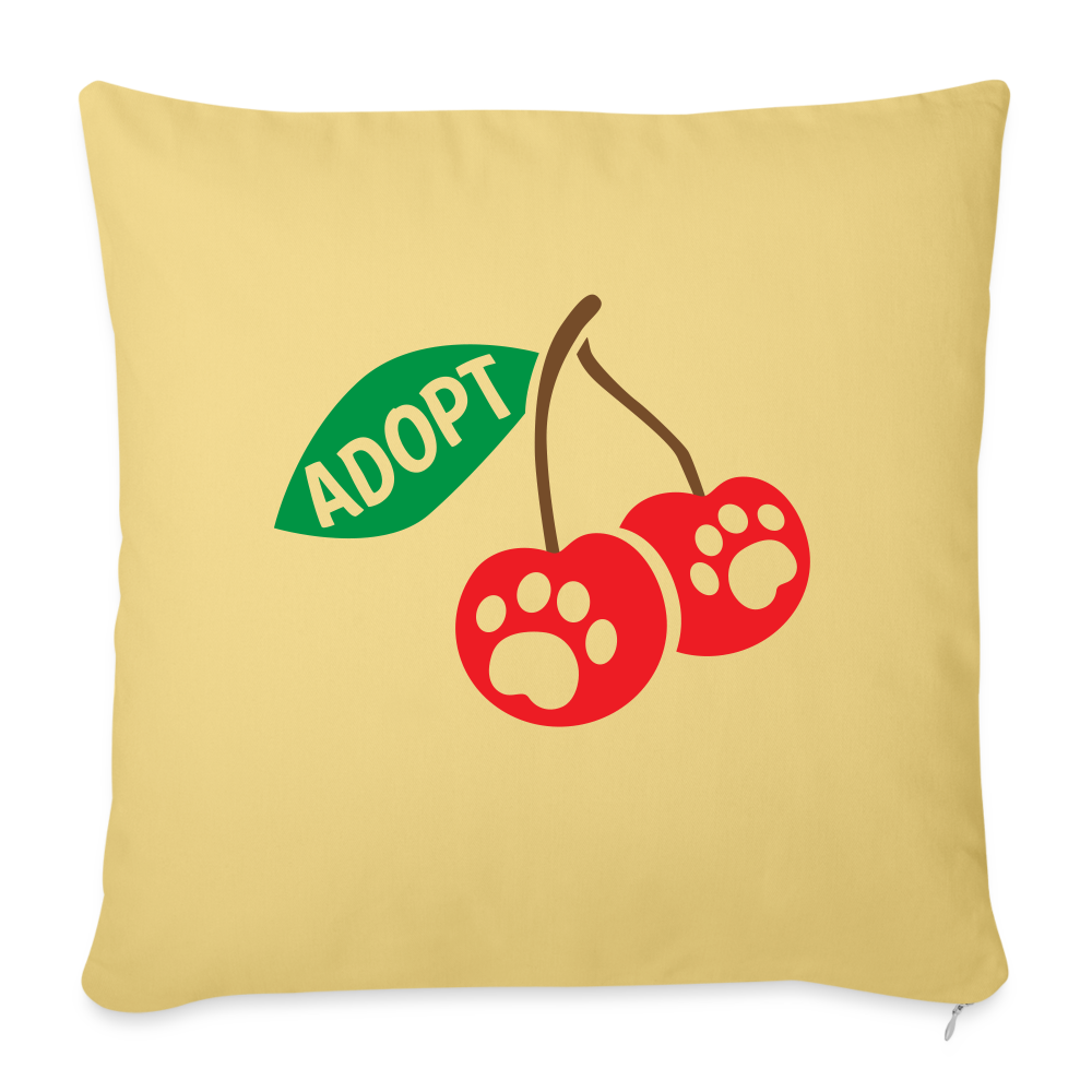 
                  
                    Door County Cherries Throw Pillow Cover 18” x 18” - washed yellow
                  
                