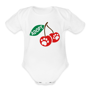 Door County Cherries Organic Short Sleeve Baby Bodysuit - white