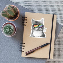 Load image into Gallery viewer, Pride Cat Sticker - white glossy
