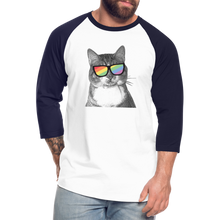 Load image into Gallery viewer, Pride Cat Baseball T-Shirt - white/navy