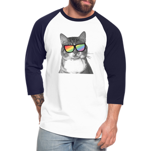 Pride Cat Baseball T-Shirt - white/navy