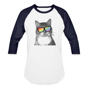 Pride Cat Baseball T-Shirt - white/navy