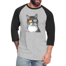 Load image into Gallery viewer, Pride Cat Baseball T-Shirt - heather gray/black