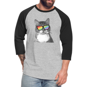 Pride Cat Baseball T-Shirt - heather gray/black
