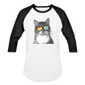 Pride Cat Baseball T-Shirt - white/black