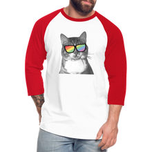 Load image into Gallery viewer, Pride Cat Baseball T-Shirt - white/red