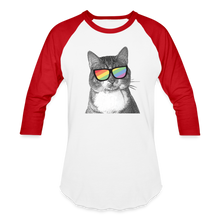 Load image into Gallery viewer, Pride Cat Baseball T-Shirt - white/red