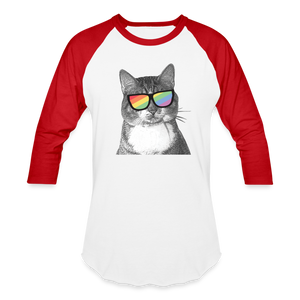 Pride Cat Baseball T-Shirt - white/red