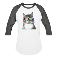 Load image into Gallery viewer, Pride Cat Baseball T-Shirt - white/charcoal