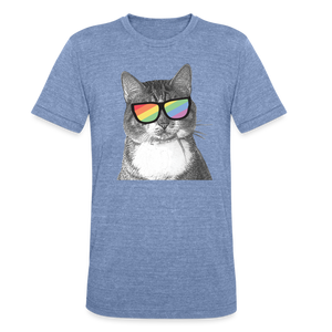 Pride Cat Tri-Blend T-Shirt - heather blue