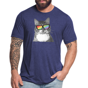 Pride Cat Tri-Blend T-Shirt - heather indigo