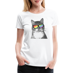 Pride Cat Contoured Premium T-Shirt - white