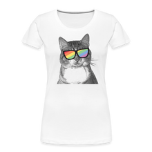 Load image into Gallery viewer, Pride Cat Contoured Premium T-Shirt - white