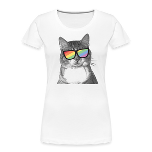 Pride Cat Contoured Premium T-Shirt - white