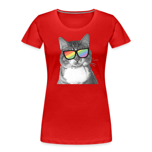 Pride Cat Contoured Premium T-Shirt - red