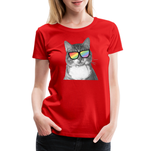 Pride Cat Contoured Premium T-Shirt - red