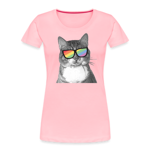 Pride Cat Contoured Premium T-Shirt - pink