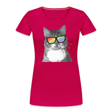 Load image into Gallery viewer, Pride Cat Contoured Premium T-Shirt - dark pink