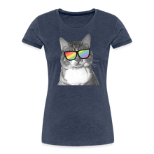 Load image into Gallery viewer, Pride Cat Contoured Premium T-Shirt - heather blue