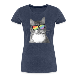 Pride Cat Contoured Premium T-Shirt - heather blue