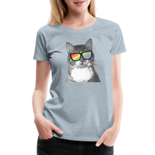 Load image into Gallery viewer, Pride Cat Contoured Premium T-Shirt - heather ice blue